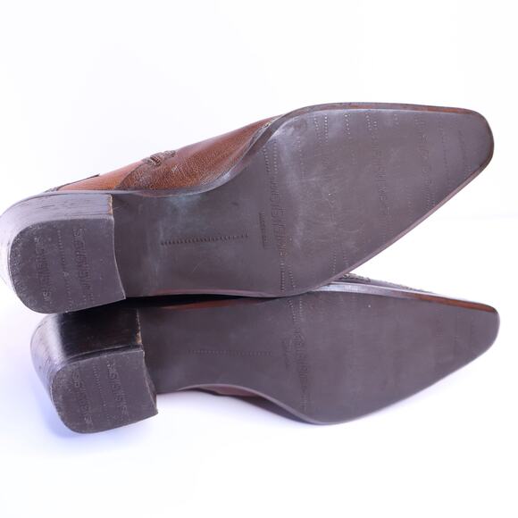 STUART WEITZMAN Leather Studded Cowgirl Boots Brown Mid-Calf Heeled Women's 6M - Picture 8 of 8